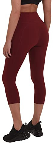 TCA Equilibrium Capri Legging da Donna a vilta Alta per Correre e Yoga con Tasca Laterale - Cabernet, M