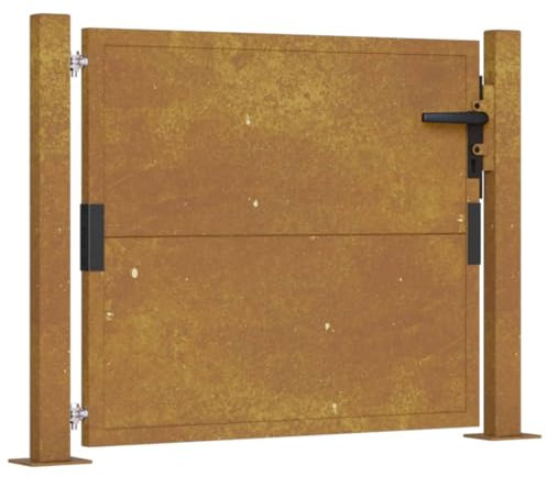 vidaXL Puerta de jardín acero corten 105x80 cm, puerta de valla, puerta de exterior, puerta de metal, puerta de seguridad, puerta de entrada