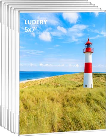 Ludery 5 x 7 akrylbildram, set med 6, klar fotoram display 5 x 7 bilder, väggmonterad klar fotoram visningsbilder för hem, skola, kontor