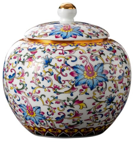 IMIKEYA Teedose Porzellan Rund Mit Deckel 14.5X13.8Cm Luftdicht Keramik Teebehälter Für Losen Tee Aufbewahrung Und Küche