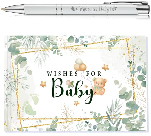 HOWAF Baby Shower Guest Book Wishes for Baby Guestbook with Pen Shower Games Advice Book Photo Album Memory Book Alternative Toddler Gifts
