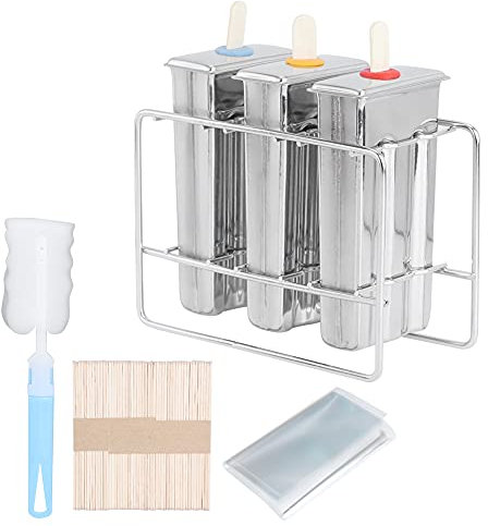 Moldes para helado de acero inoxidable, moldes para helado DIY de acero inoxidable 304 con kit de cepillo limpio para herramientas de cocina (Yuezhongoo2MmJgaPC-12)