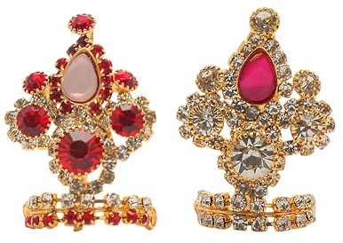 Uppsättning av 2 designer Mukut för Laddu Gopal Devi Maa Radha Krishna Ganesha indisk traditionell Navratri festival Gud gudinna ring set gudomar smycken för Gud Idol staty (idolstorlek: -0