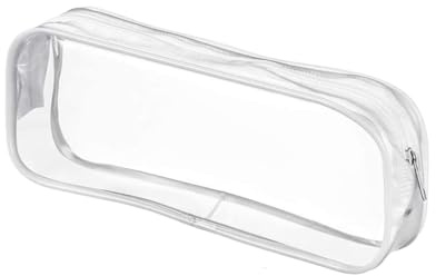 JUSKAQZYI Estuche Escolar Estuche Transparente con Cremallera, Multiusos, for Maquillaje, brochas, artículos de Aseo, exámenes y cosméticos (Blanco y Negro) Cuero(Weiß)