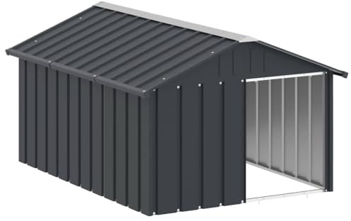 Niche pour Chien Extérieur Métal, Chenil d'extérieur Enclos Cage pour Chien Anthracite 116,5x153x81,5 cm Acier galvanisé