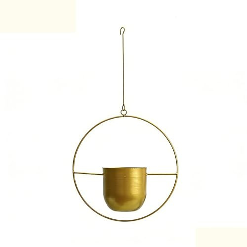 DATOUJL Vaso Sospeso in Metallo Stile Bohémien – Anti-Rughe Fioriera Decorativa per Soffitto/Muro, Adatto a Piante Grasse, Aeree, Cactus – Salotto, Ufficio, Balcone (Oro 2)