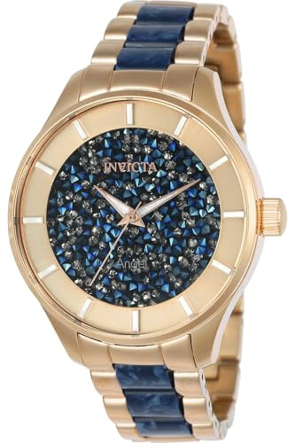 Invicta Angel 24662 Women's Watch - Waterproof - Analogue - Quartz Movement - stainless steel with blue dial - 40mm