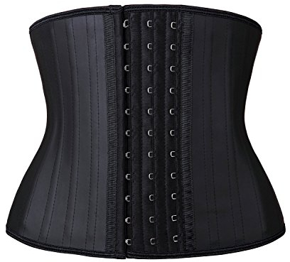 YIANNA Korsett Damen Bauchweg Kurzer Torso Latex Waist Trainer Corset Abnehmen Body Shaper Stark Formend Latex Korsage Taillenmieder Schwarz 110299 XL