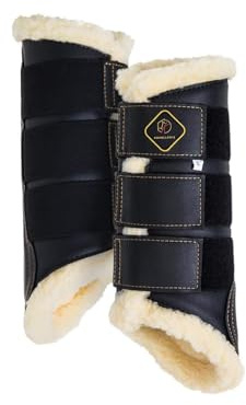 Kavallerie Dressage Horses Boots: Fleece-Lined Faux Leather Woof Brushing Boots for Training, Jumping, Riding, Eventing - Quick Wear for Breathable, Lightweight & Impact-Absorbing Wrap - Large Size