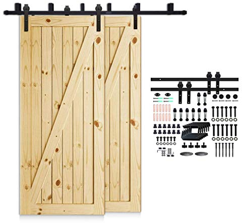 13.6FT/414cm Schiebetürbeschlag Set, Laufschienen für Schiebetüren Hängeschiene Schiebetürsystem Laufschiene Tür Hardware Bypass Kit, Sliding Door Hardware Bypass 2 Doors