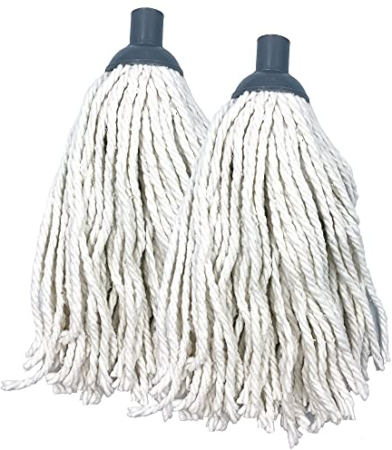 Lot de 2 têtes de balai Twist and Lock en coton - Super absorbantes - Douille plastique efficace pour sols domestiques et commerciaux