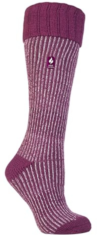 HEAT HOLDERS - Ladies Winter Thermal Boot Socks in 4 colours 4-8 UK 37-42 eur (4-8 UK, Pink Rib)