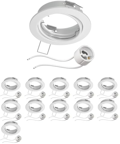ledscom.de 12x infälld takram FERE infälld ram vit svängbar (LED/Halogen/GU10/MR16/PAR16/50mm) inkl. GU10-uttag