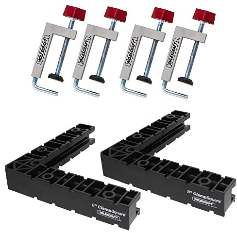 Milescraft 7350 Fence Clamp Kit 100-90° Corner Clamping Positioning/Assembly Squares and Fence Clamps. Works on Interior or Exterior Corners. Build Cabinets, Picture Frames, Shelving, and More (6pc)
