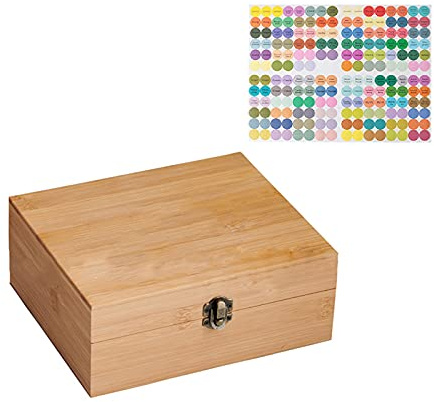 RoseFlower Bambus Ätherisches Öl Organisator Behälter Duftöle Display Ständer, 30 Löcher Aufbewahrungsboxen Raumdüftezubehör Koffer für Nagellack, Duftöle, Kosmetik, Duftöldiffusoren und Lippenstift