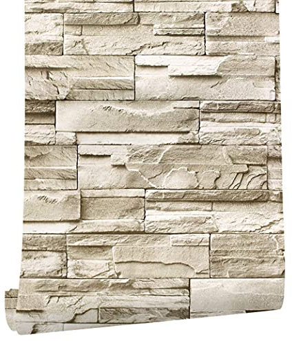 myforHD Selbstklebend Tapete Wandpapier Ziegel Selbstklebende Wandaufkleber 44cmX1000cm Vintage Backstein Stein tapeten Wasserdicht für Küche Schlafzimmer Wohnzimmer Wand