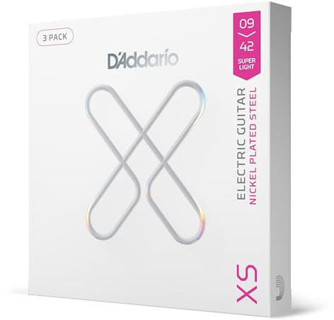 Cuerdas para guitarra D'Addario - Cuerdas para guitarra eléctrica recubiertas XS - Vida útil prolongada para guitarras de 6 cuerdas - XSE0942-3P - Súper ligera, 9-42 - Paquete de 3