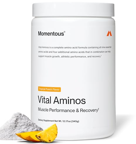 Momentous Vital Aminos Powder Supplement, BCAA & EAA, Tropical Punch