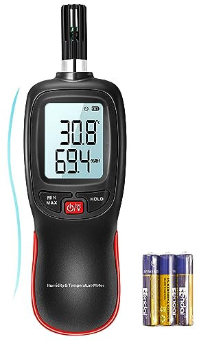 APOMONO WT83 Temperature Humidity Meter, High Precision Thermometer Hygrometer with Ambient Dew Point Wet Bulb Temperature Indoor Outdoor, Max/Min Data Hold, 1000 Sets Data Log, Batteries Included