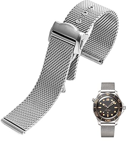 Cinturino in acciaio inossidabile 20mm per Omega 007 James Bond Seamaster 300 Cinturino per orologio Tessuto Milano 316L Bracciali in metallo