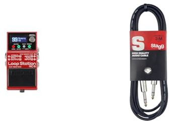 BOSS RC-5 Loop Station — modern, compact looper with first-class sound quality, 99 phrase memories & Stagg SAC3PS DL 3m/10 ft Deluxe Jack to Jack Instrument Cable