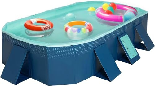 Foldable Swimming Pool 8.5ft(2.6m) Paddling Pool for Adults, Non-Inflatable Outdoor Garden Sturdy Swimming Pools for Summer with Carrying Bag