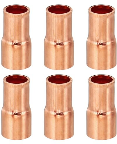 PATIKIL 5/16 a 1/4 ID Manicotto in Rame, 6pz 99,9% Accoppiamento Riduttore in Rame Puro Raccordi a Pressione Tubi Connettore Adattatore con Connessione a Saldare a Caldo