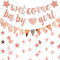 Baby Shower Decoration Bannière Fille - Bannière Rose Welcome Baby Girl avec Fanions et Guirlande de Bienvenue de Fête, Prénatale Décoration Banner pour Bébé (Rose)