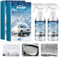2 pcs Descongelante para Parabrisas, Agente Descongelante Y Derretimiento De Nieve, Spray Derretir Hielo Rápidamente, Efecto Preventivo, Reduce la Formación de Hielo, con 2 Toallas and 2 Rascadores