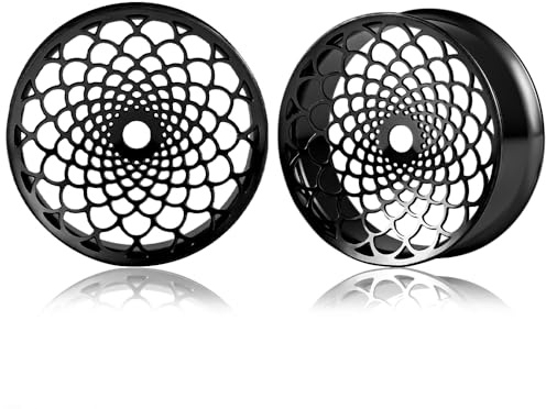 DOEARKO Dilataciones Orejas Expansores de Oreja de Túnel de Carne de Doble Acampanados Hueca Acero Inoxidable Expansore Estiramiento Piercing Joyería para Hombres y Mujeres de 8mm a 16mm (Negro, 8mm)