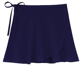 Lilax Girls Ballet Skirt Chiffon Wrap/Pull-On Dance Skirt (Navy, 10-12 Years)