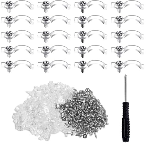 Xbessc 200 Pièces Clip de Fixation pour Bande LED Clips pour Ruban LED avec 200 Vis et Tournevis Clip de Montage Transparent pour Bande LED pour 10mm Large LED Bande Lumières