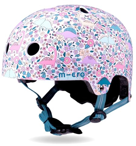 Micro Scooters | Bike/Scooter Printed Deluxe Children's Helmet | Cycling Accessories | Adjustable Headwear | Boys & Girls | 48-54cm | Flora-Saur