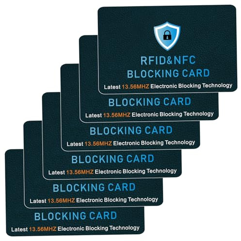 RFID Blocking Card, 6 Pcs Force Field Max Card Protector, CreditCard Protector, Force Field Max Data Blocking Cards, Generation 2 Credit CardProtector, Anti-Theft Contactless NFC Blocker (Blue-1)