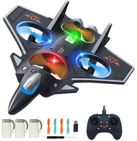 Snugzy Foam RC Plane Remote Control Airplanes for Kids 8-16, 360° Flip Stunt Roll RC Airplane with Colorful Lights, Airplane Toys Gifts for Boys