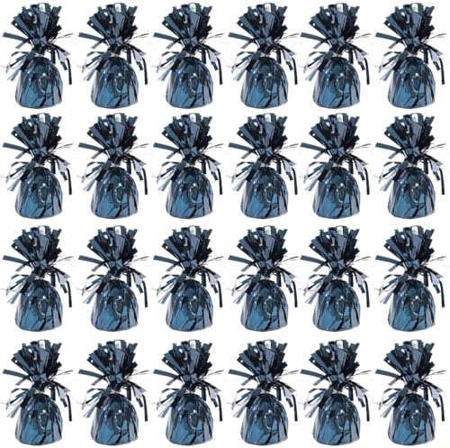 PARTYRAMA.CO.UK Metallic Petrol Blue Foil Helium Balloon Weights 175gr - Pack of 24 - Durable & Colourful Weights for Birthdays Parties, Events & Celebrations - Perfect Balloon Weight Holders