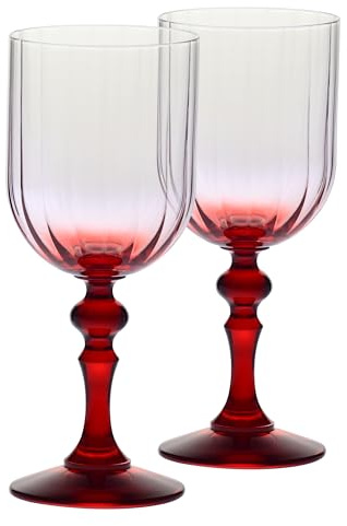 Krosno Calici da vino 300 ml con stelo rosso, set da 2 – per vino rosso e bianco, mocktail e acqua – cristallo senza piombo – lavabili in lavastoviglie – Bubble Celebration Moments