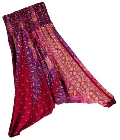 IOIUSKKU Smockade midjebyxor Jumpsuit Harembyxor För Damer Elegant Blommigt | Yoga Sommarfestivaler Och Vardagskläder Lösa Yoga Baggy Blommiga Vida Ben