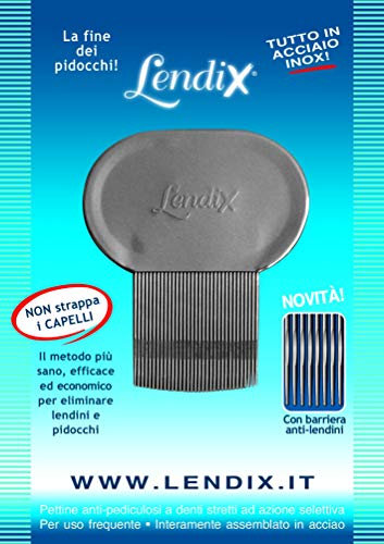 2 (due) Pettini Lendix anti pidocchi e lendini, In acciaio inox con punte arrotondate. L’unico con barriera anti lendini. 100 x100 assemblato in acciaio. Dispositivo medico CE.