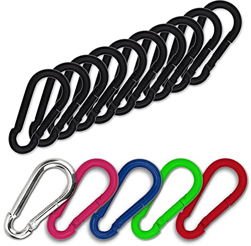 C.P.Sports 10 moschettoni 80 mm x 8 mm | per Sport di Forza, Bodybuilding, Fitness e Fai da Te, Hobby e Tempo Libero | in Acciaio Inox colorato | Resistenti alla trazione e durevoli, 10 Pezzi