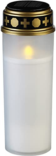 PEARL Luz de tumba LED solar: Vela solar XXL con luz continua y batería, 21 cm, color blanco (lámpara de tumba LED solar)