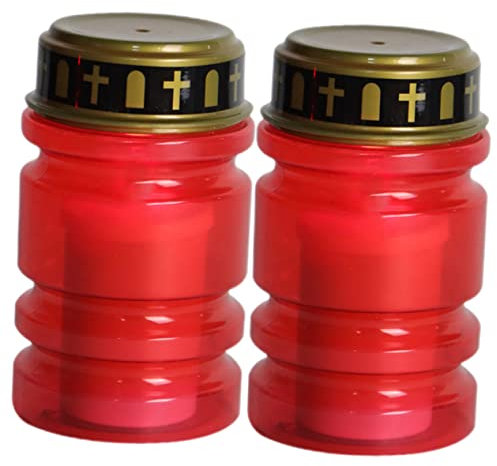 Yardwe 2pezzi Candele Led Senza Fiamma Per Esterno Rosse Effetto Tremolante Lumino Batteria Per Cimitero e Decorazione Religiosa Lampada Candelabro Riutilizzabile Per Tavolo