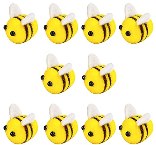 ANCLLO 10PCS Bee Felt Balls Small Bee Decoration for Costume DIY Craft Pendant Wall Hat Decoration