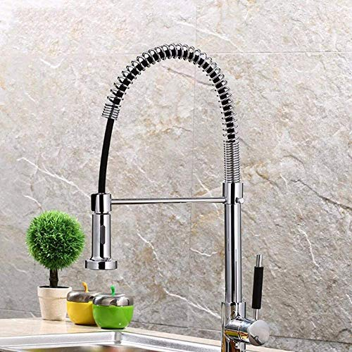 Küchen-Mischbatterie, komplett aus Kupfer, Küchen-Zug-Wasserhahn, gemischtes Wasser, Tellerfeder, multifunktional, interessantes Leben