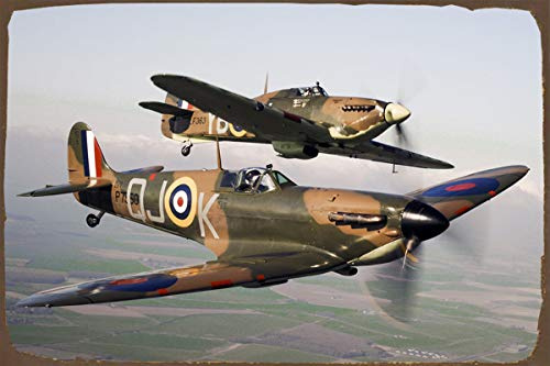Spitfire Aeroplane, British RAF, Iconic Vintage Style Metal Advertising Wall Plaque 8x12 Inches A17