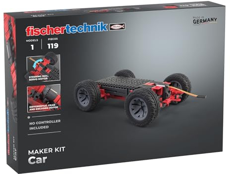 fischertechnik Maker Kit Car 571900 – Konstruktionsbaukasten, Experimentierkasten für Technikbegeisterte, ab 14 Jahre, Grau