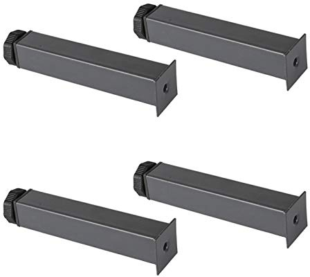 Adjustable Cold-Rolled Iron Single Hole Bed Frame Legs,Reinforced Furniture Cabinet Side Legs,Thickened Load-Bearing Bed Beam Support Legs,10-30cm,with Screws,4pcs (27cm/10.6in) (Gray 30cm/11.8in)