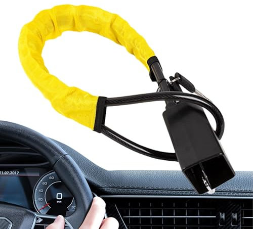 Antifurto per volanti,Antifurto per volante | Chiusura con fibbia per cintura di sicurezza a lunghezza regolabile - Guaina impermeabile cavo in acciaio sicurezza anti-taglio doppio blocco adatto