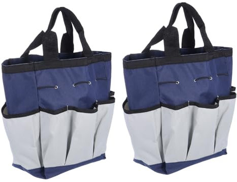 QUARKZMAN 2pz Borsa Attrezzi Giardino 9.5 x 5.9 x 11.8 Grande Borsa Tessuto Oxford con Tasche Borsa Giardino Organizzatore Attrezzi Piante Conservazione Trasportatore per Esterni, Blu