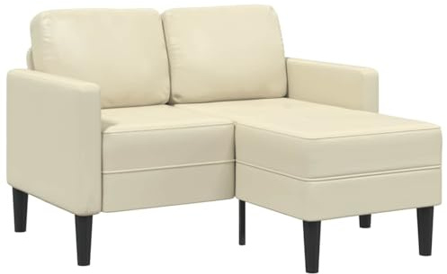 vidaXL Divano 2 Posti con Chaise Longue a L Crema 125 cm in Similpelle, Divano a 2 posti Camera da Letto, divanetto, Divano a Due posti